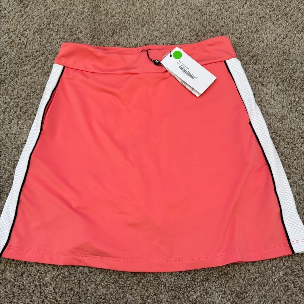 Daily Sports Coral Pink Midi Skirt with White Side Panels